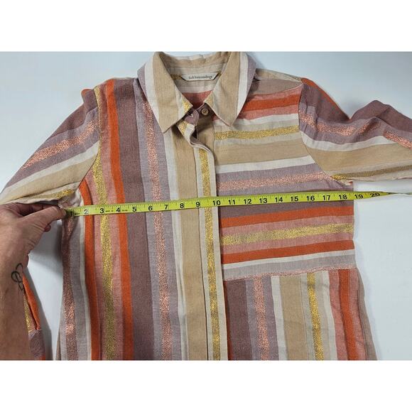 Soft Surroundings Maddalena Button Down Stripe Metallic Tunic Shirt XS P PETITE - Picture 9 of 9